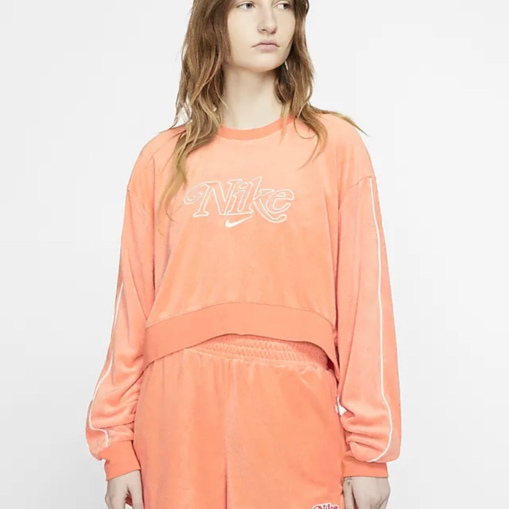 nike terrycloth coral crew neck large